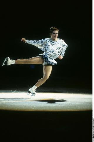 Katarina Witt im November 1988 in einer Pressekonferenz zur Premiere von "Holiday On Ice" in Zürich